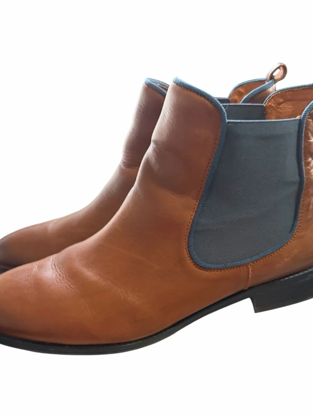 PIKOLINOS Tan Leather Chelsea Ankle Boots with Gray Elastic